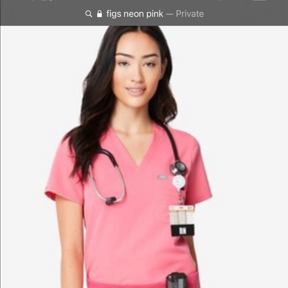 Limited edition Figs neon pink Catarina scrub top